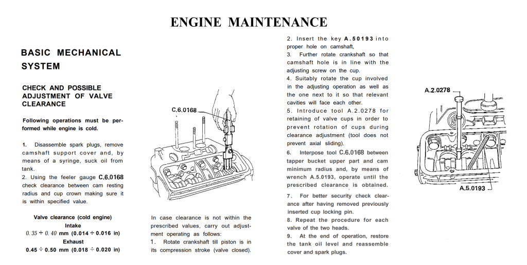 Diagram from an old Alfa 33 workshop manual showing valve adjustment tool usage