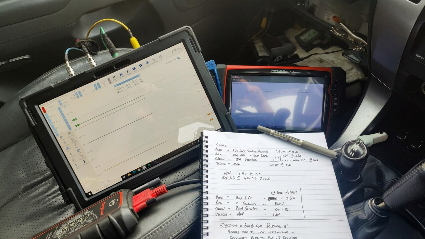 Taking notes from my screens while driving a Toyota with intermittent EGR issues
